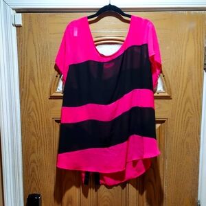 Sheer Black and pink shirt